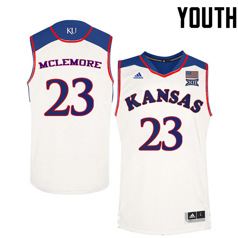 Youth Kansas Jayhawks #23 Ben McLemore College Basketball Jerseys-White